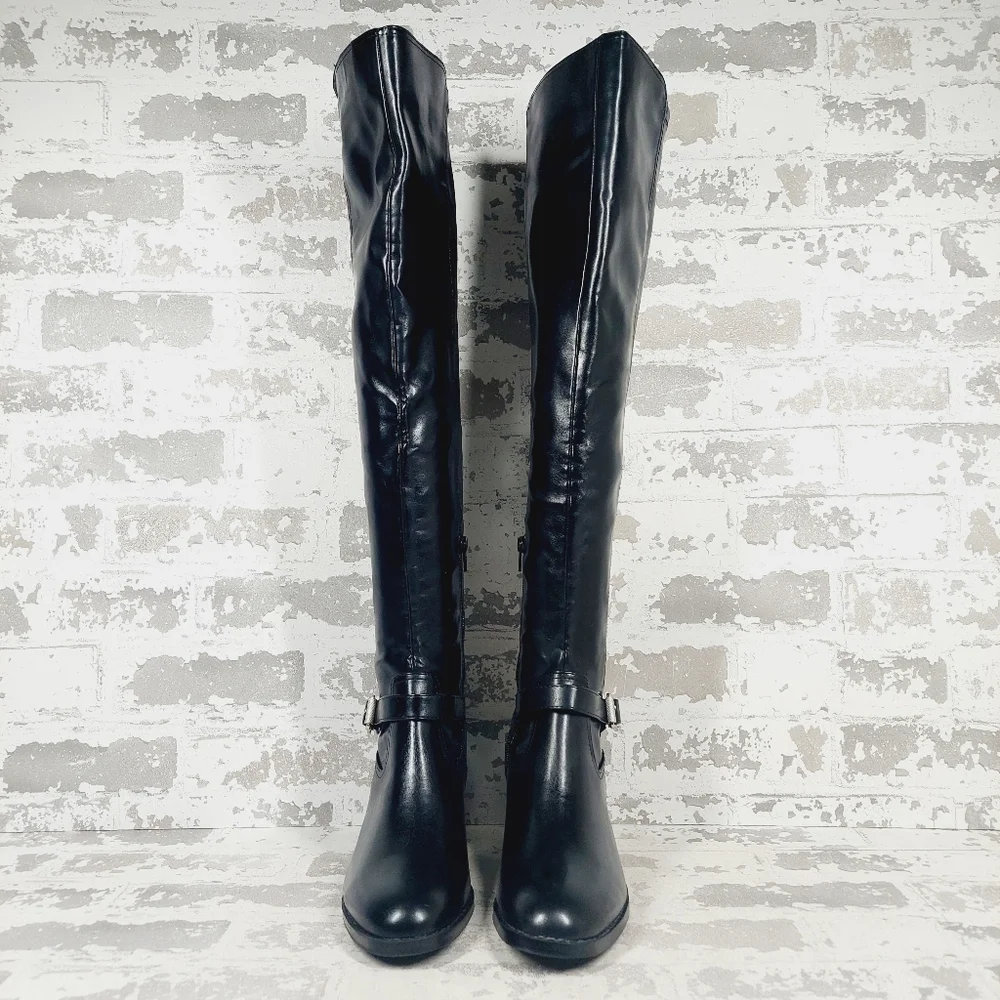NEW DV by Dolce Vita Elyse Buckle Block Heel Black Over-The-Knee Boot M928 - Picture 3 of 12